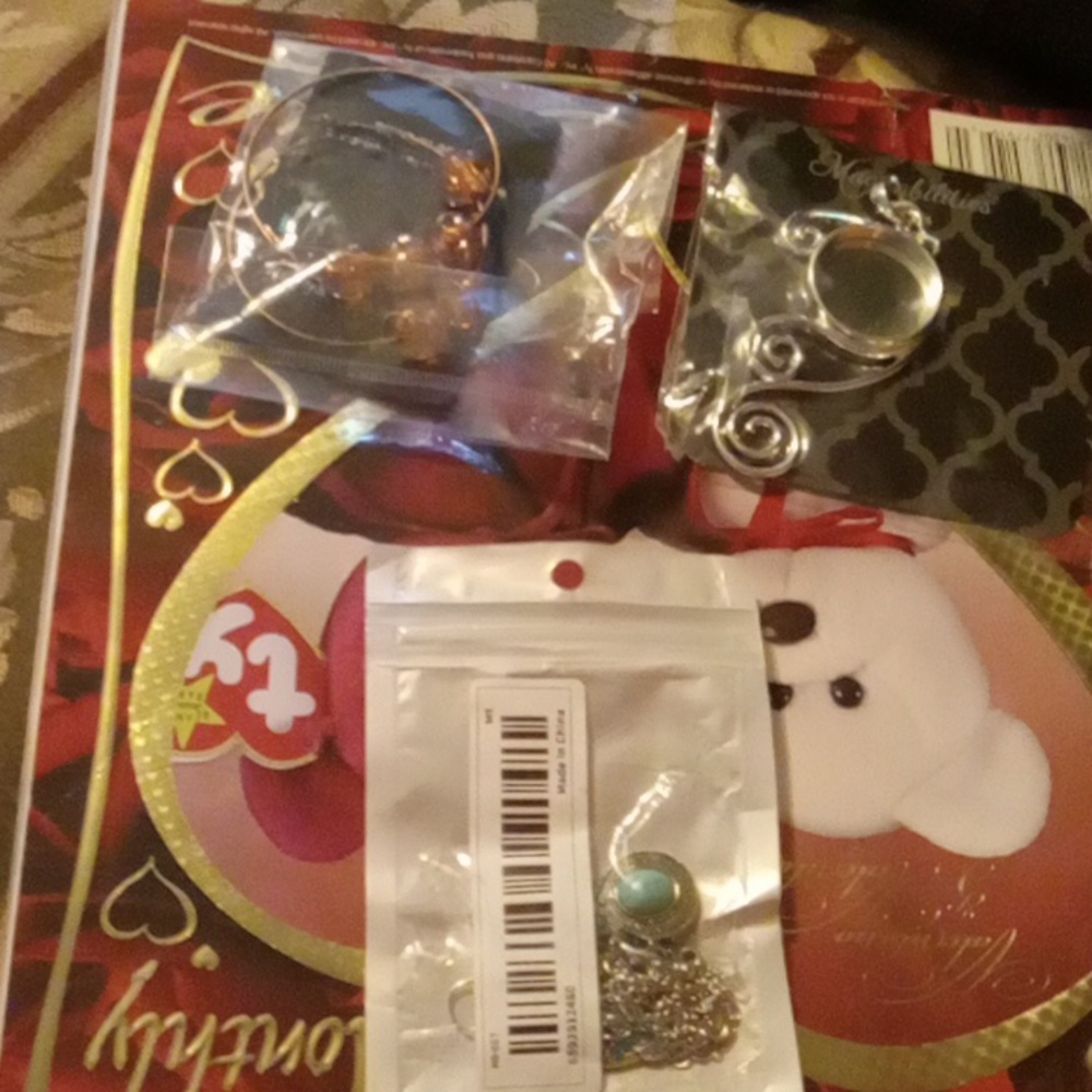 Magnabilities, pink hooped earrings,Indian earrings and necklace